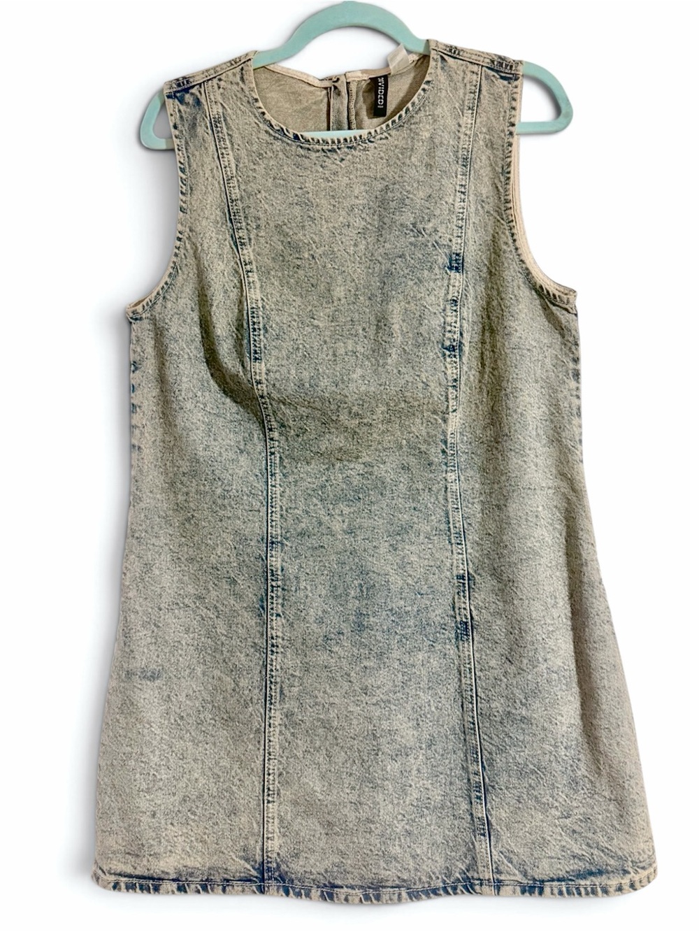 H&M Light Acid-Wash Sleeveless Denim A-Line / Shift Mini Dress | Size Medium